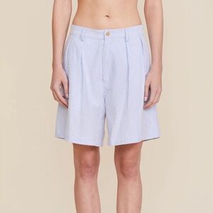 denimist double pleat shorts stripe